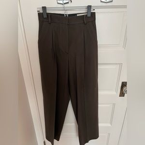 Officine Generale Dark Brown 100% Virgin Wool High Waisted Trousers